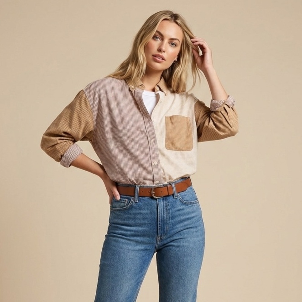 0182 - American Eagle Outfitters Checkered Patch Shirt